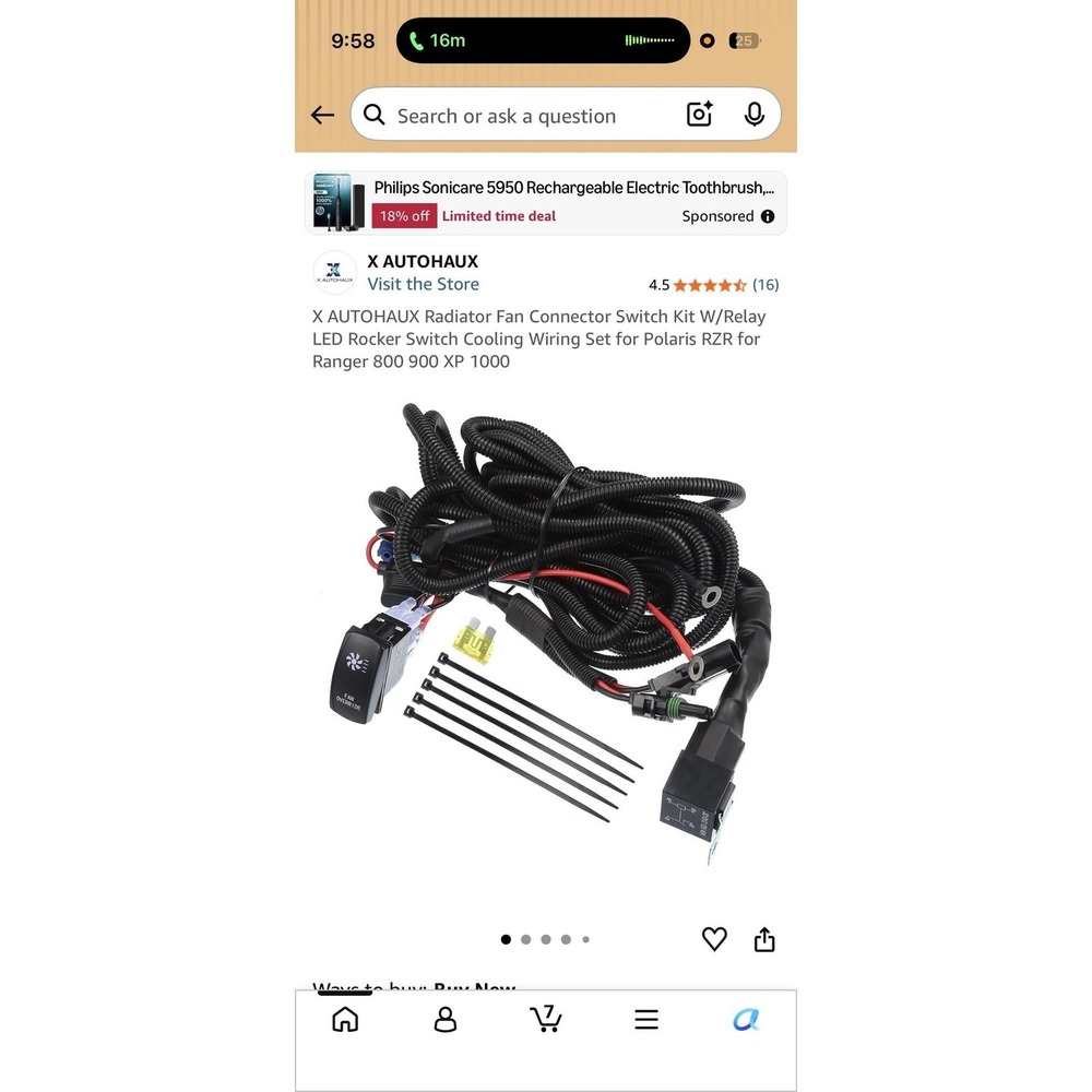 X AUTOHAUX Radiator Fan Override Rocker Switch Kit LED Relay Polaris RZR Ranger - Picture 7 of 7